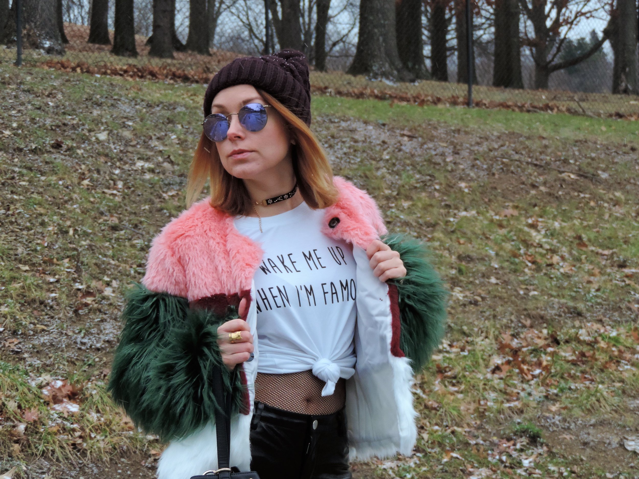 how to style a colorful fur coat