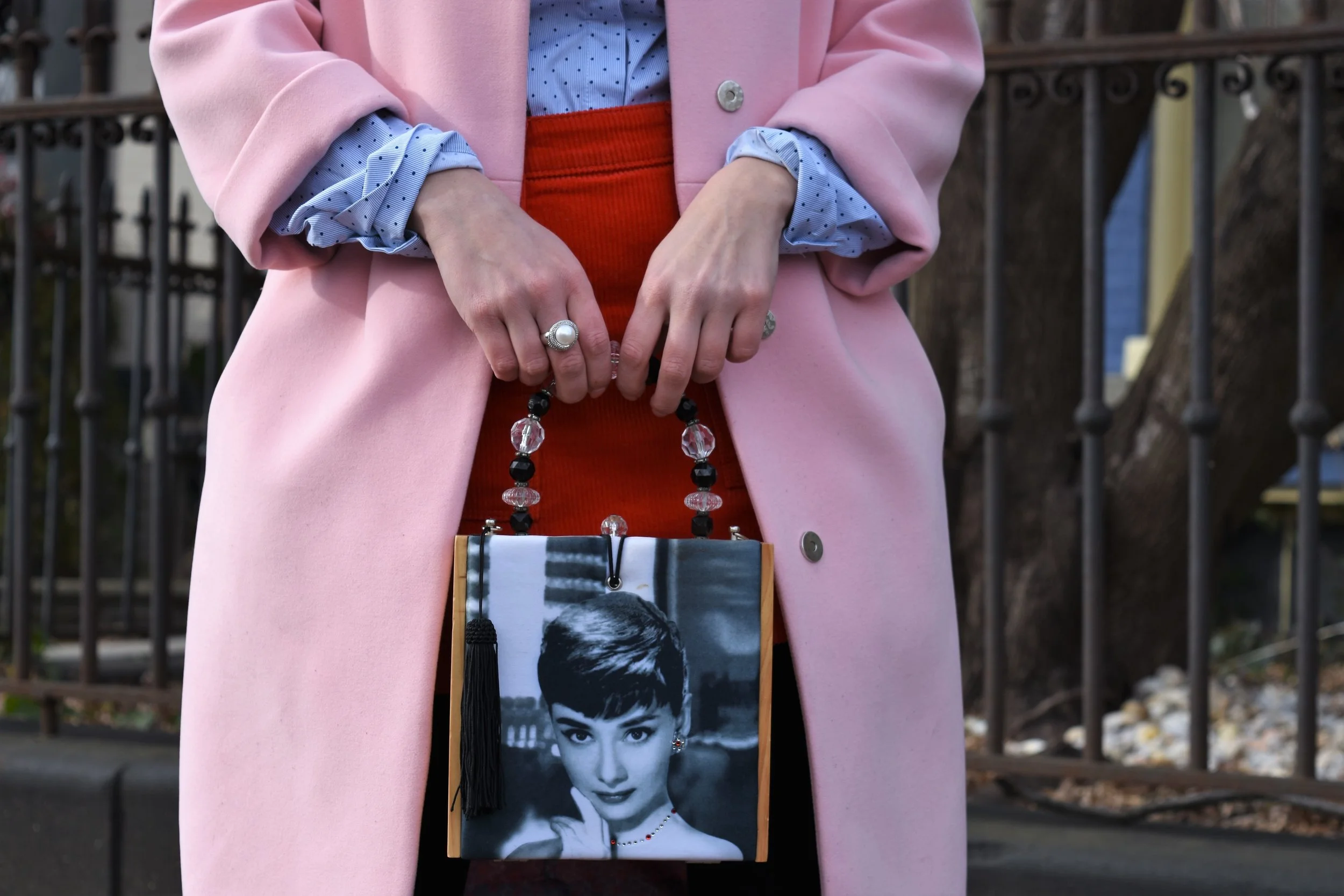audrey hepburn cigar box purse