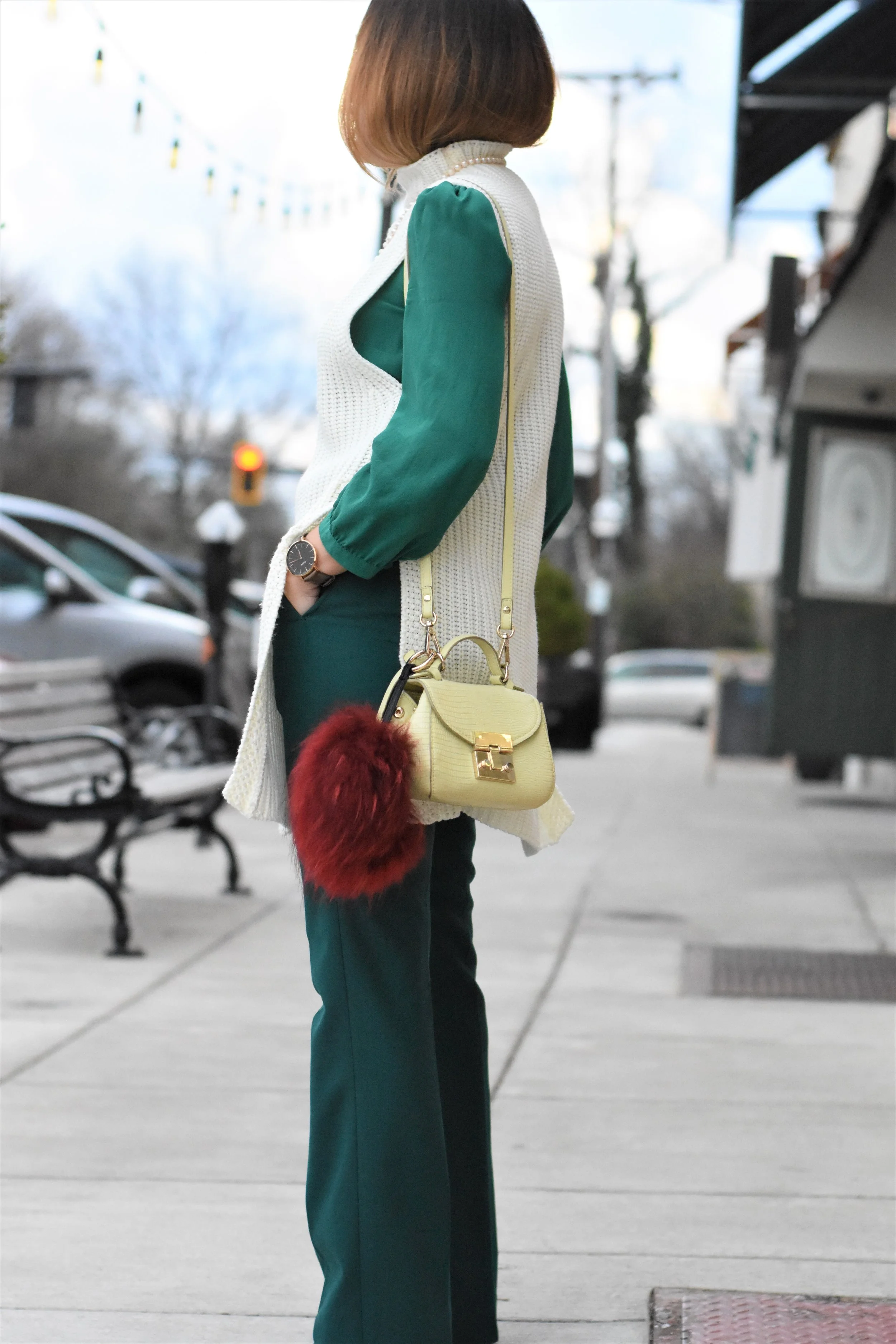 monochromatic green outfit