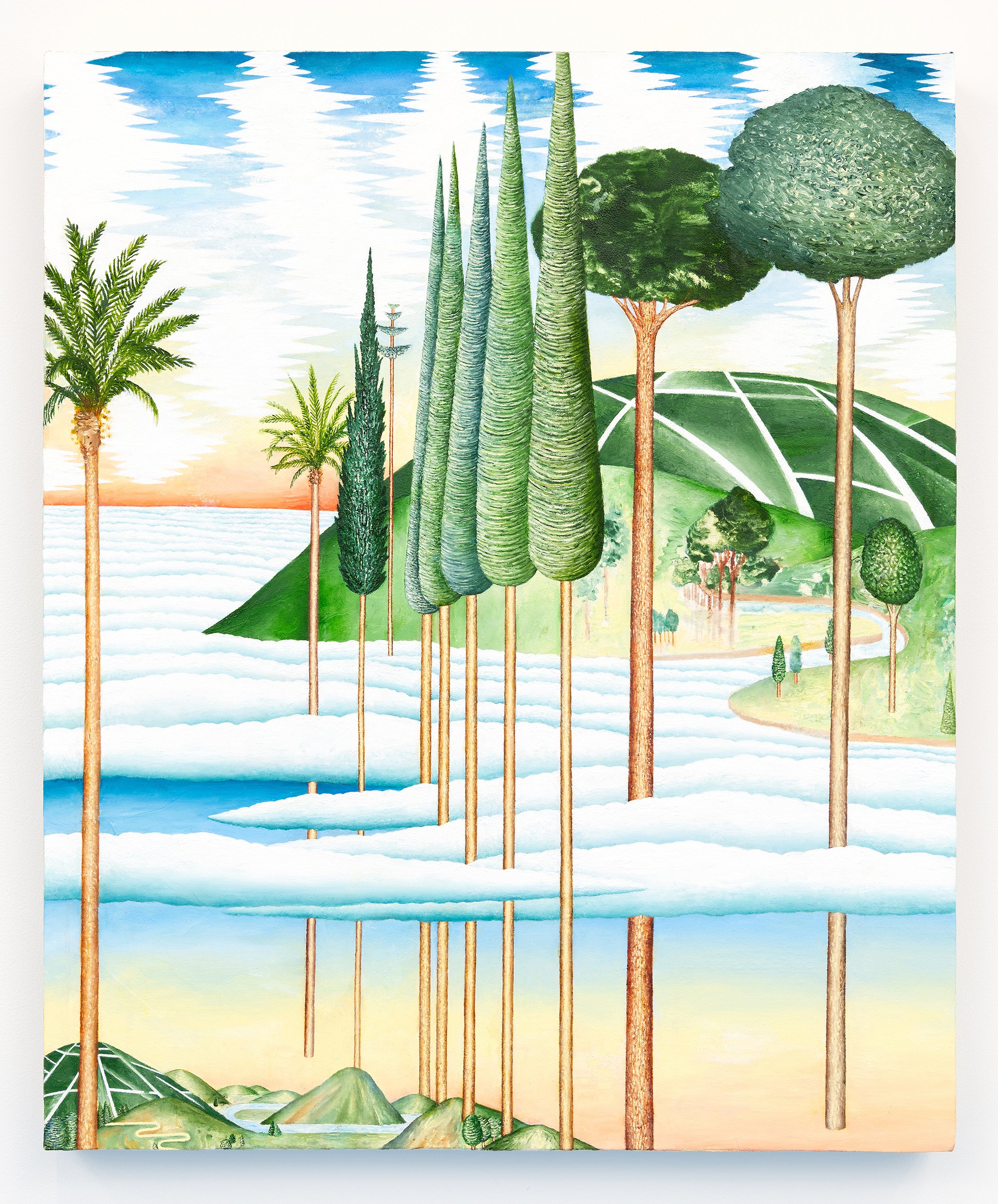 Jason Saager, Ocean of Mystical Infinity, 2024, Oil and monotype on paper mounted on canvas over panel, 19 3⁄4 x 24 in (50 x 61 cm)