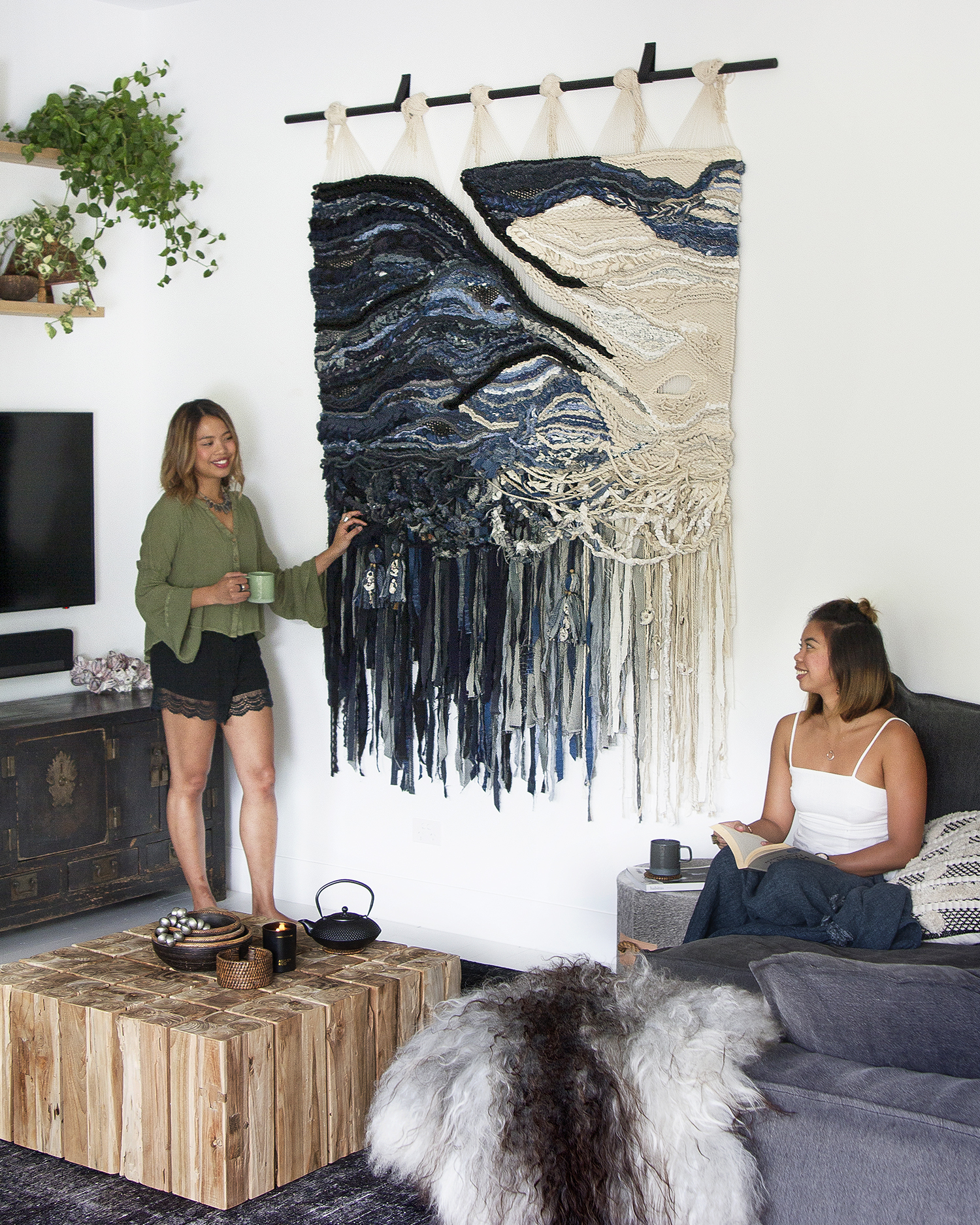 'THE DIVIDE' hanging proud in the Living Room of THE BAY COTTAGE, Byron Bay.