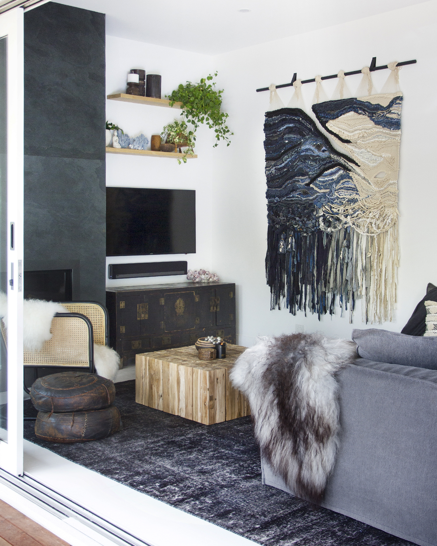 The Living Room of THE BAY COTTAGE, featuring a mix of gorgeous textures and statement pieces.