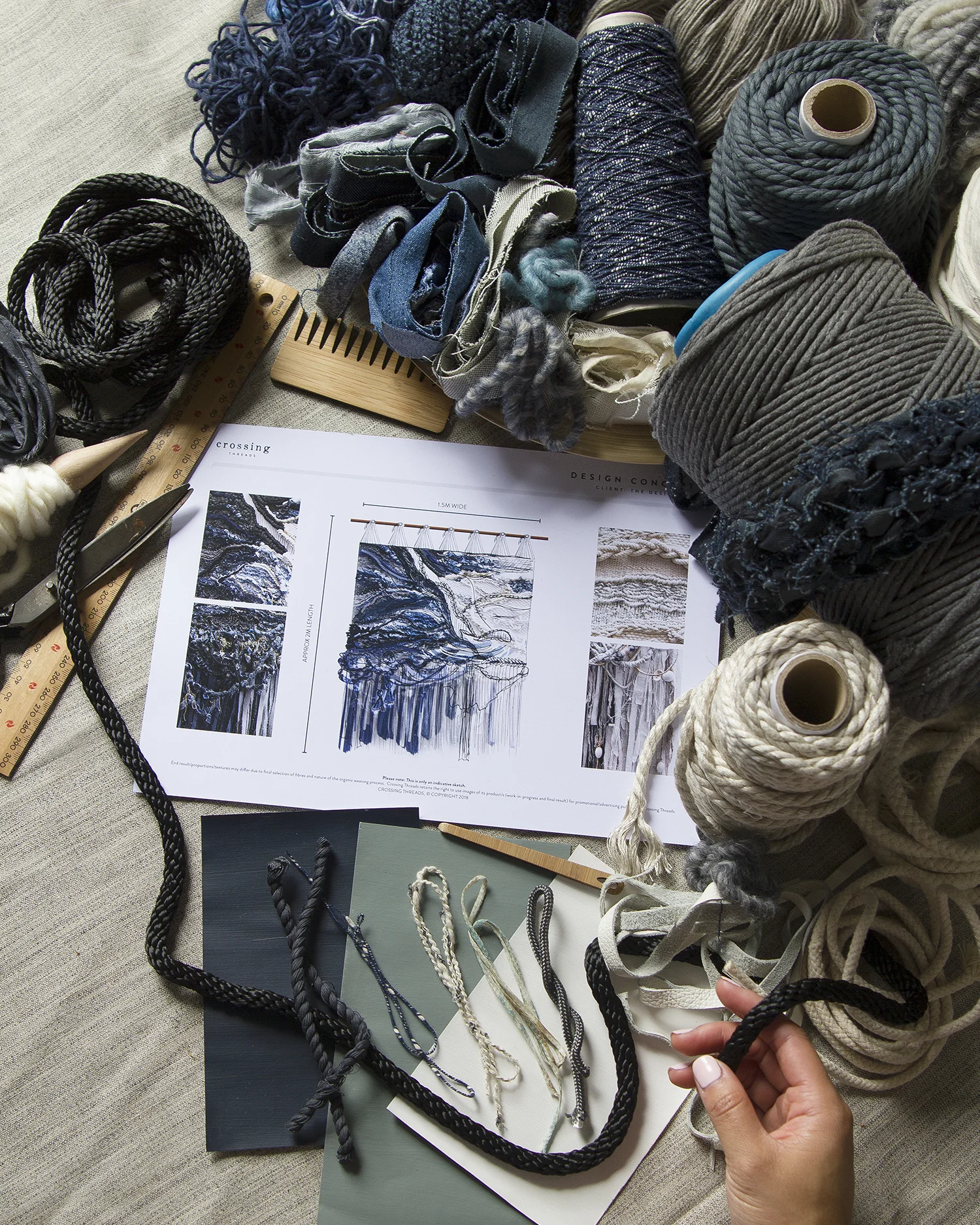Fibre curation and design scamp of our piece 'THE DIVIDE' , in partnership with The Designory.