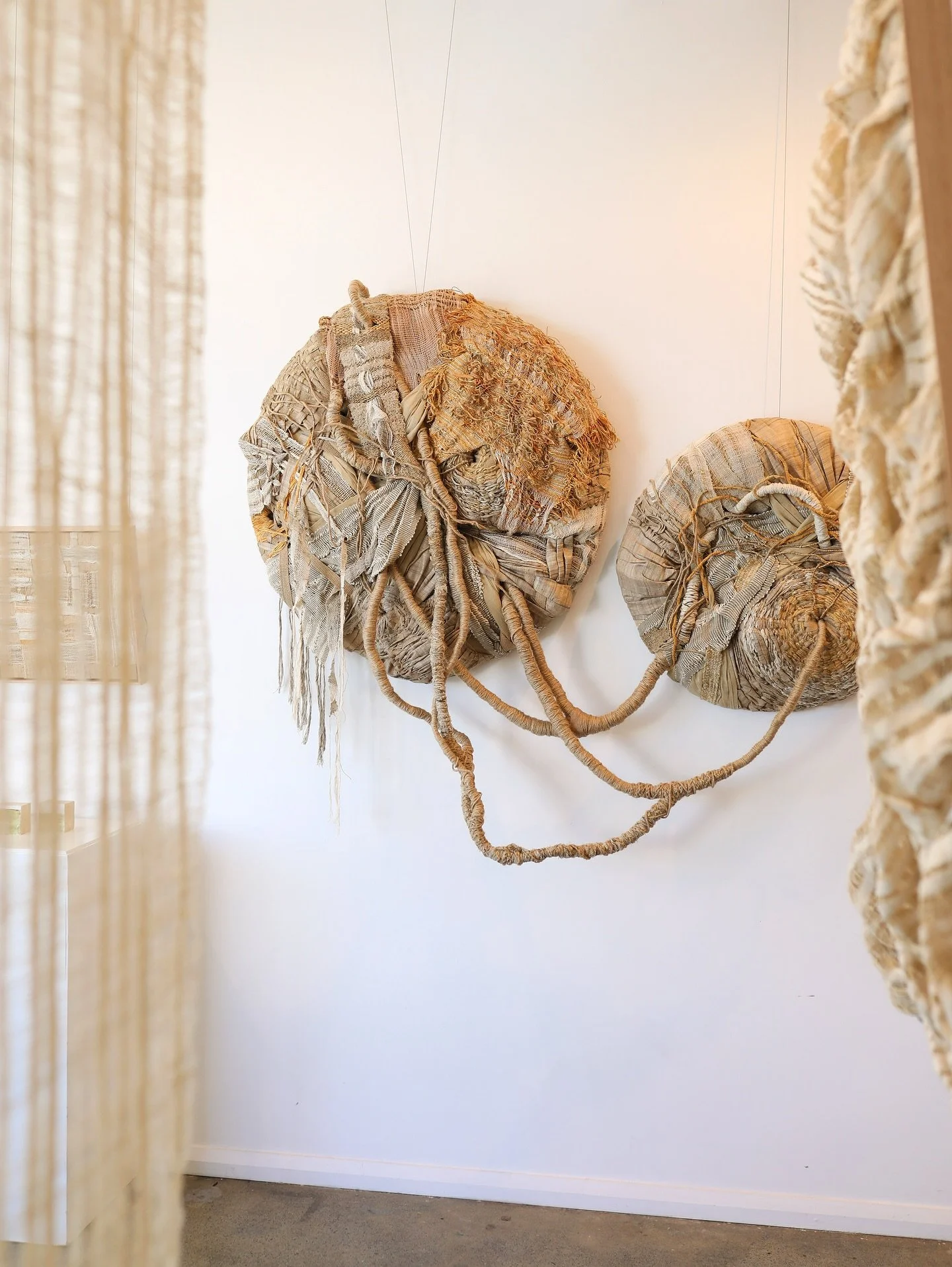 Views from our exhibition ‘A Great Balancing Act’ at @sydneyroadgallery // Where fibre and watercolour meet! @fionakatesimplegorgeous x @crossingthreads 
A BIG thank you to all that came to our opening event! It was no doubt a turnout! S