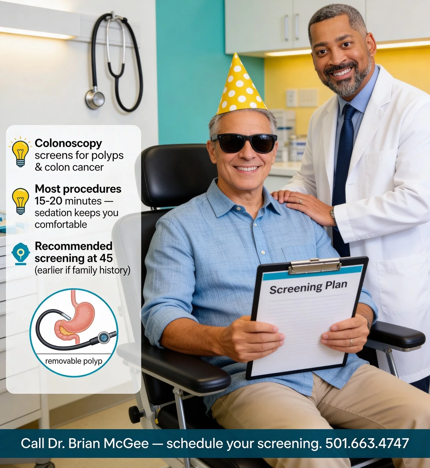 🌟 Colon Cancer Screening: The Gold Standard 🌟

Colon cancer is a big health concern, but early detection can save lives! Here&rsquo;s why a colonoscopy is your best defense

Why Choose Colonoscopy?
- 🔍 Comprehensive:Examines the entire colon, spot