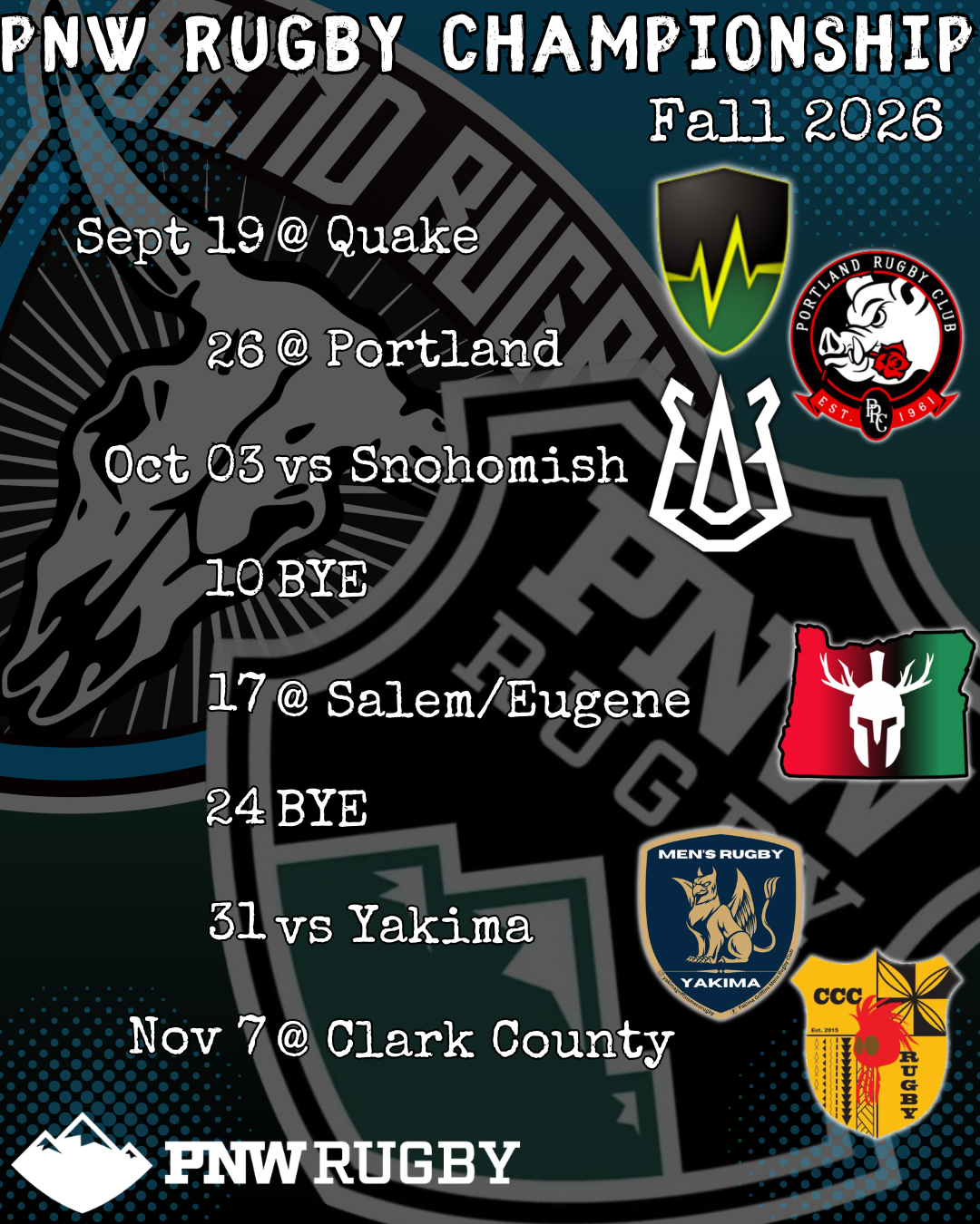 Bend Rugby 2026/2027 Season Fixtures and Practice Information