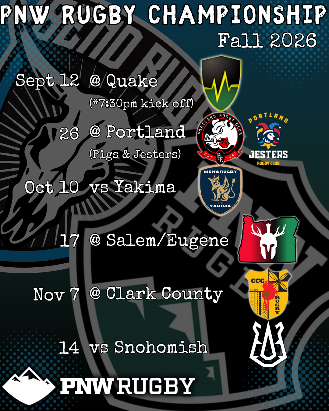 Bend Rugby 2026/2027 Season Fixtures and Practice Information