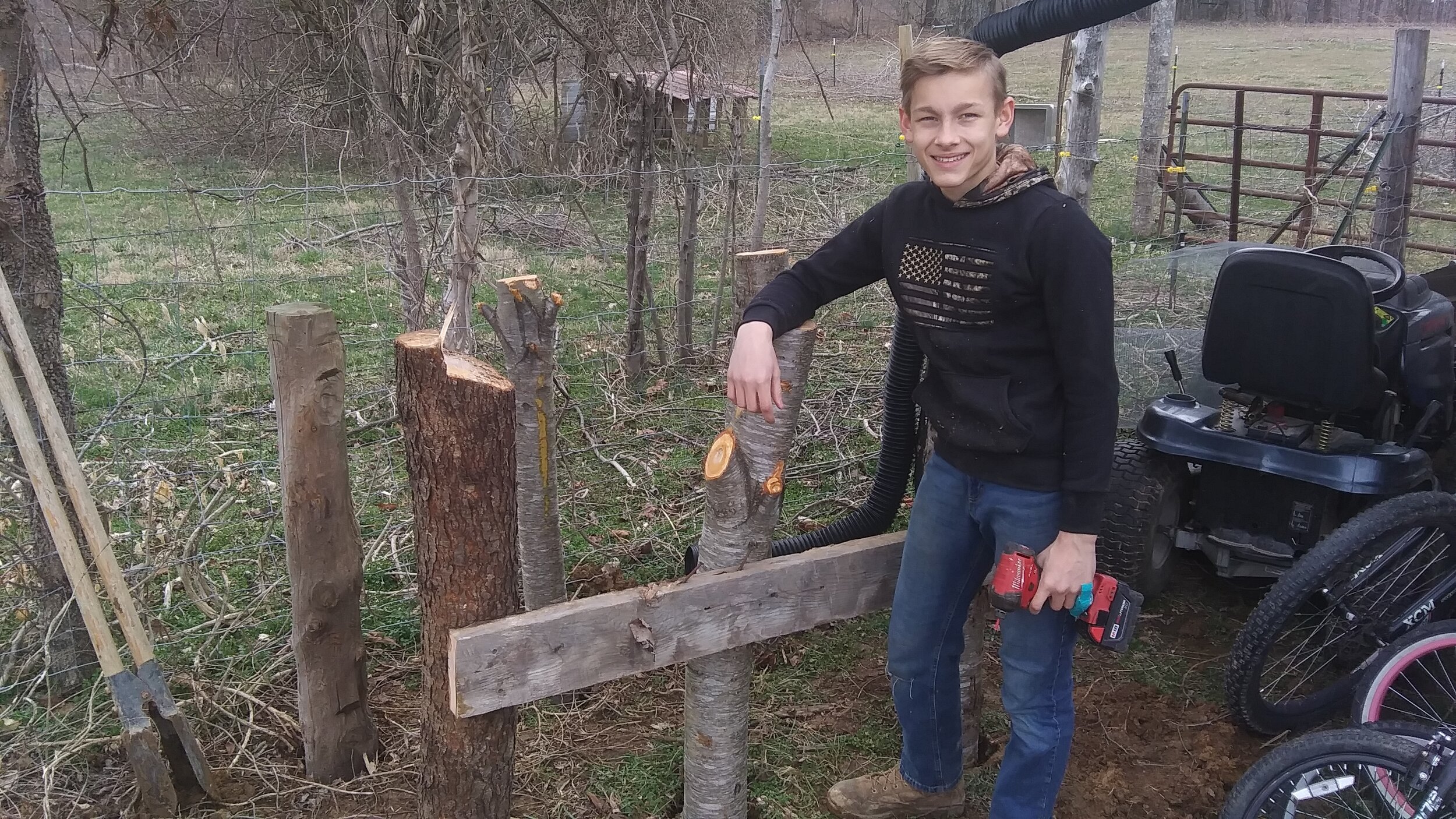 Making the stand for our water tank