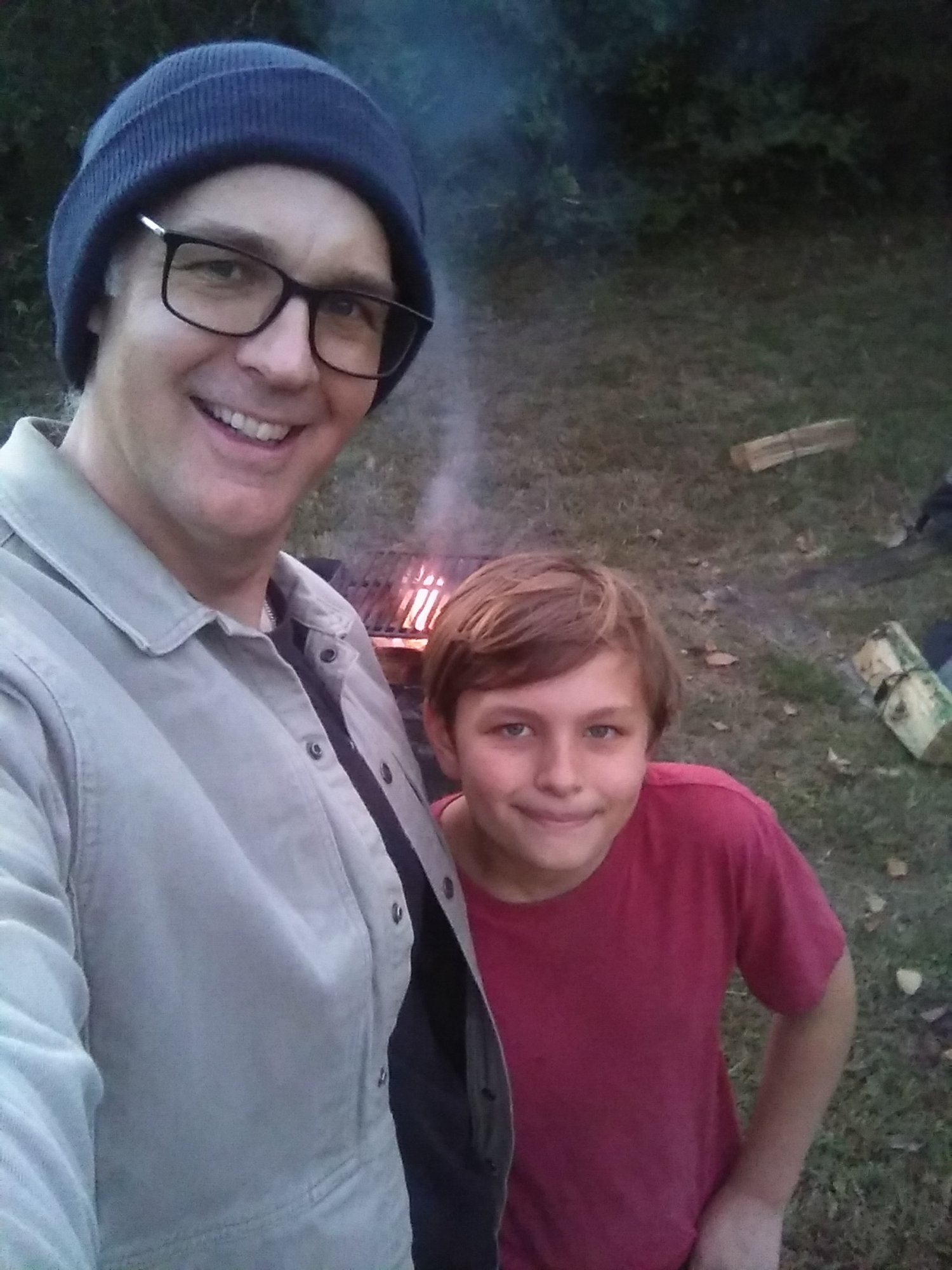 Jacob and Dad camping.