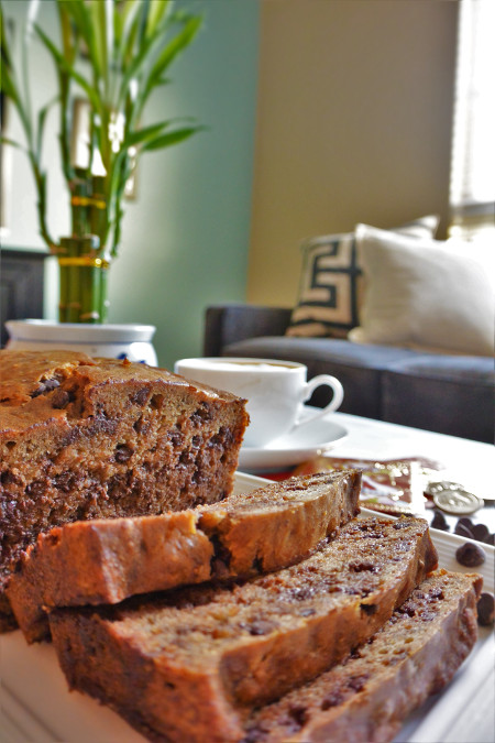 Banana-yee bread paired with a hot cup of Illy cappuccino