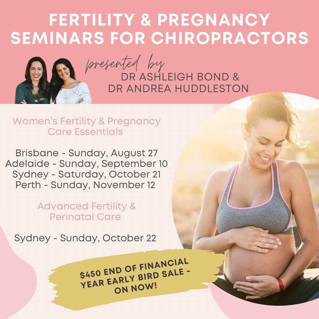 ✨ATTENTION CHIROS ✨ Are you ready to upgrade and update your fertility and pregnancy care knowledge and skills? 

Take advantage of our early bird rates and maximise your tax savings! 

👐🏼This is Australia&rsquo;s most comprehensive training for th