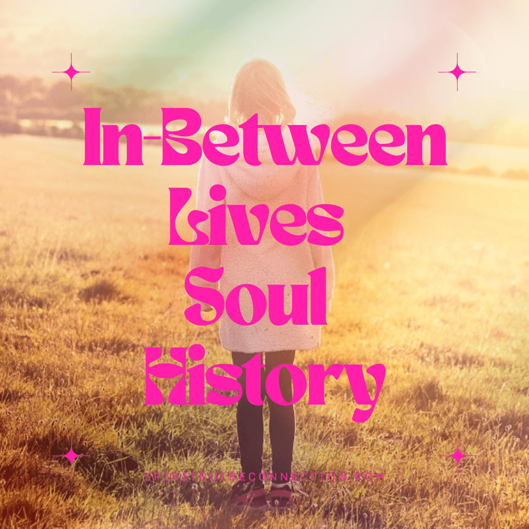 A woman is facing a field with multicolored lights with text overlay In-Between Lives Soul history