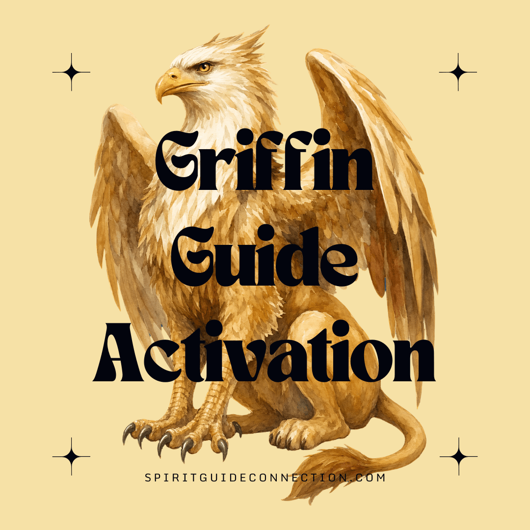 A tawny colored griffin sits proudly among a beige background with text overlay Griffin Guide Activation