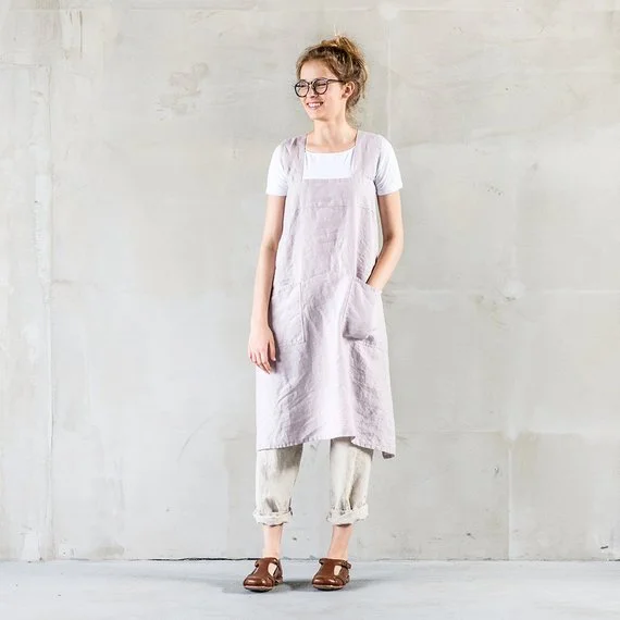 Swedish House at HomeJapanese Style Linen Pinafore Apron Dusky Pink   Swedish House at Home