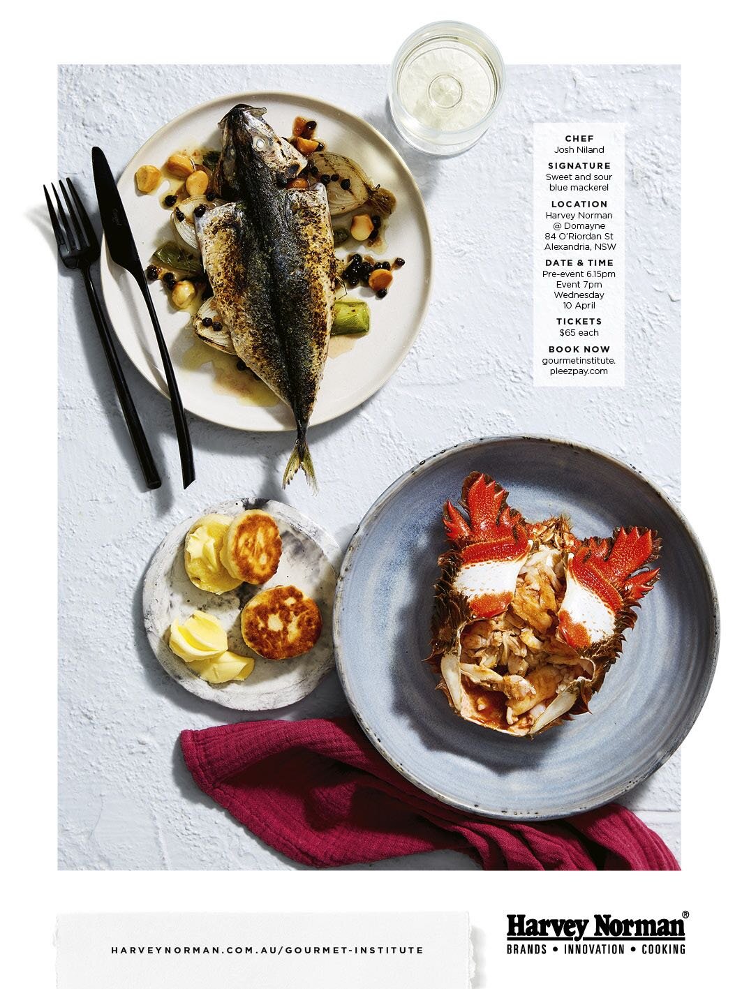  The talented figure behind Saint Peter and Fish Butchery uses his inventive approach to sustainable seafood in this recipe. His much-loved sweet and sour blue mackerel and hand-picked spanner crab with crumbed garfish yoghurt tartare and herb salad.