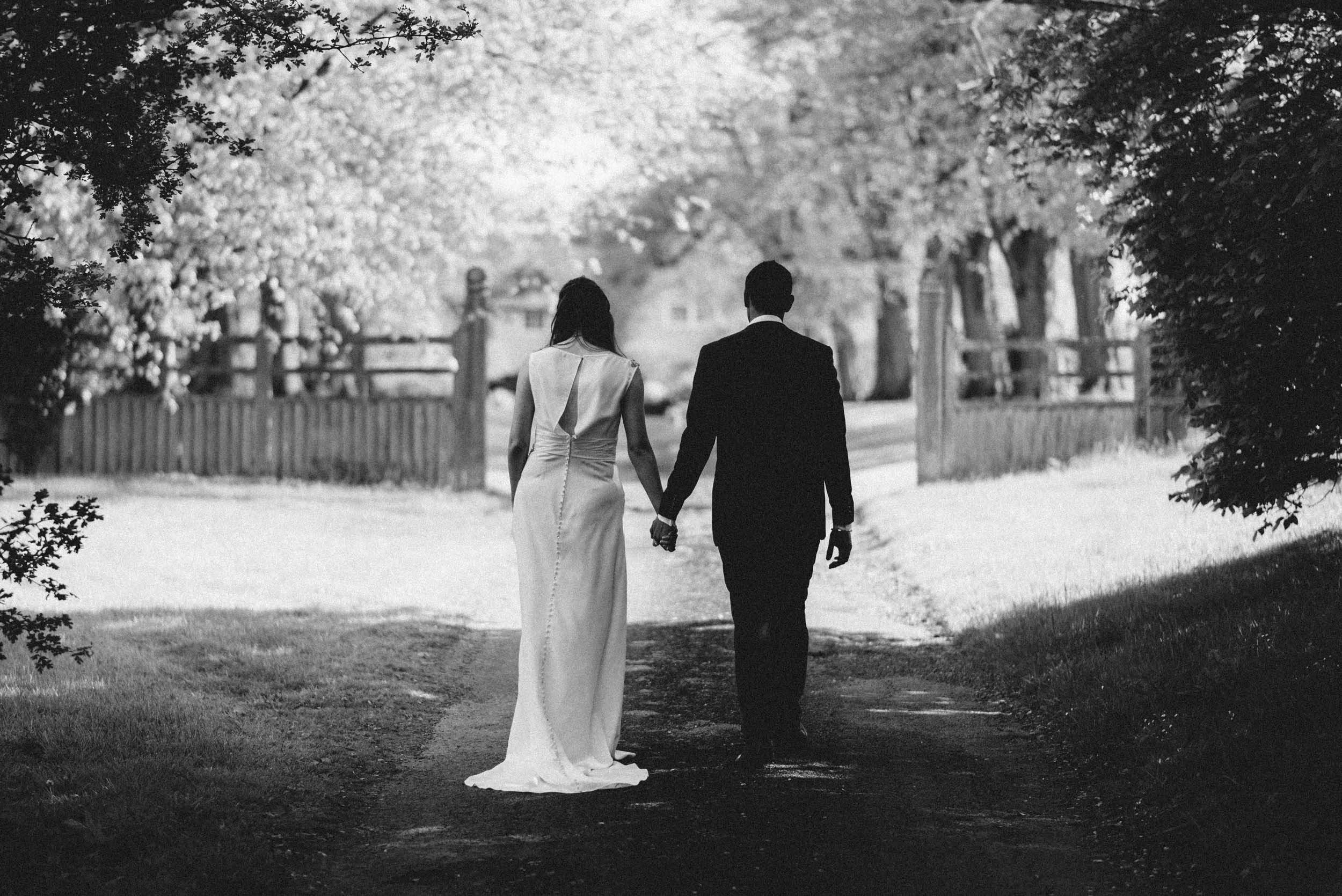 Bride and groom black and white photo Northamptonshire