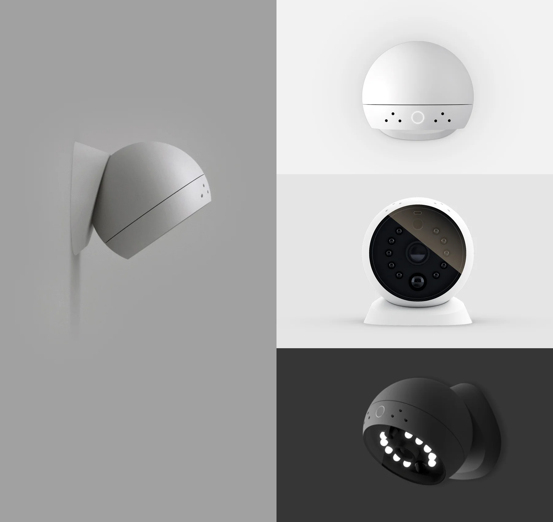 The camera has a built-in motion sensor that sends an alert to users' devices whenever it detects movement. The body is attached to a magnetic base, which allows for easy detachment and independent use, as well as rotation in any angle or direction, and a built-in LED lights for night mode.