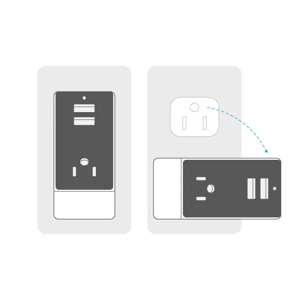 Rotation   A rotating base allows for plug rotation to avoid covering other plug free sockets.
