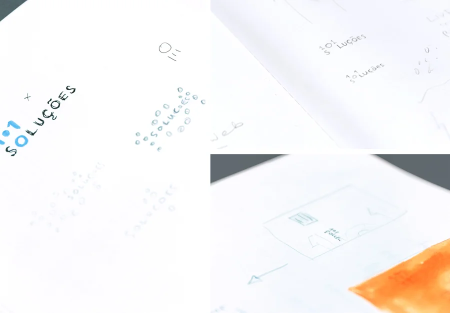 101 Soluções visual identity sketches by Gen Design Studio