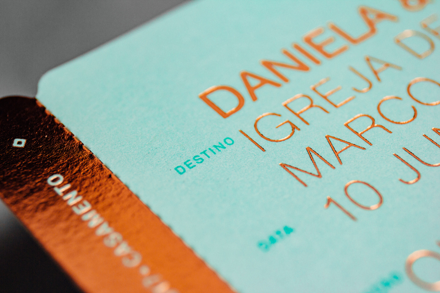 Travel ticket-like wedding invitation by Gen Design Studio