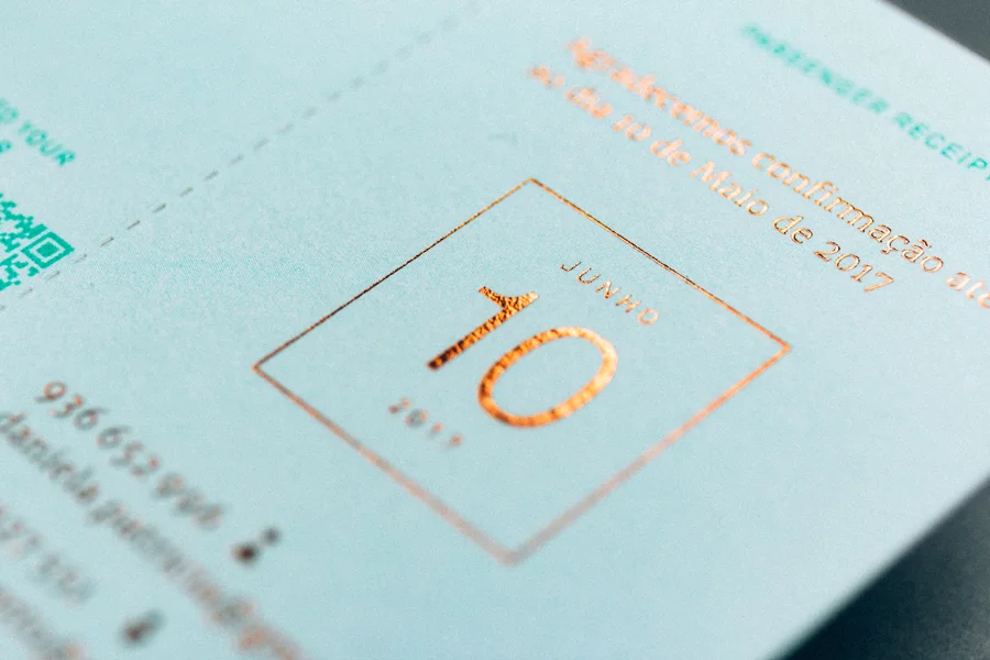 Travel ticket-like wedding invitation by Gen Design Studio