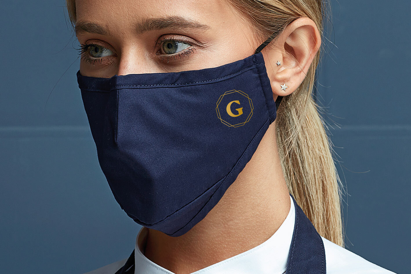 The Grind Cafe Sheffield printed face mask for staff