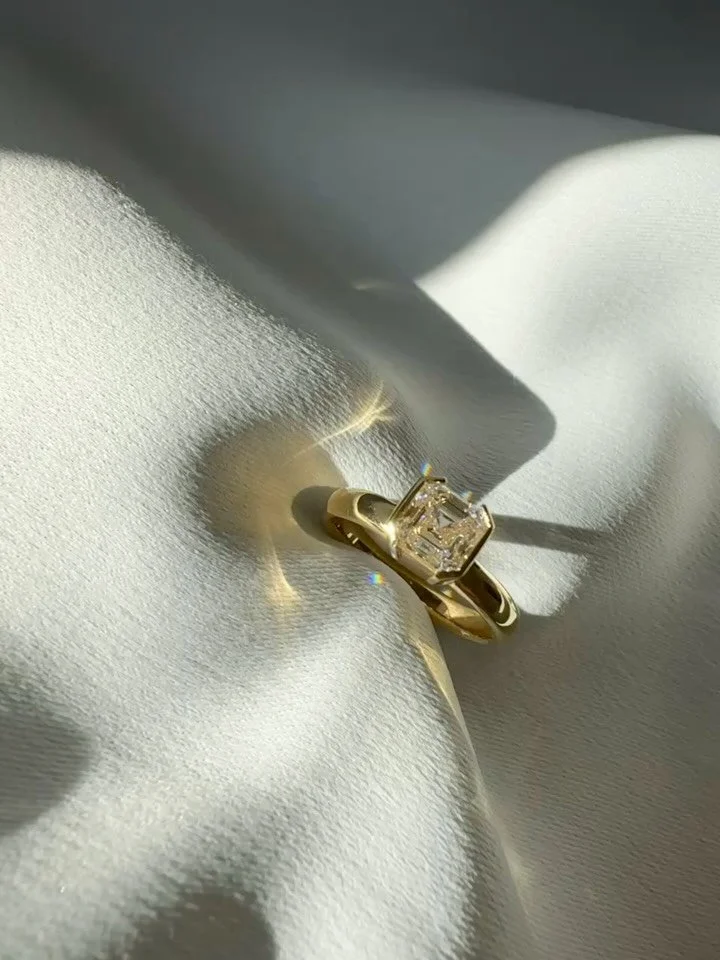 Clean and simple with a point of view - asscher cut engagement ring J+C,  super sweet project for the sweetest of couples 🫶🏻💫