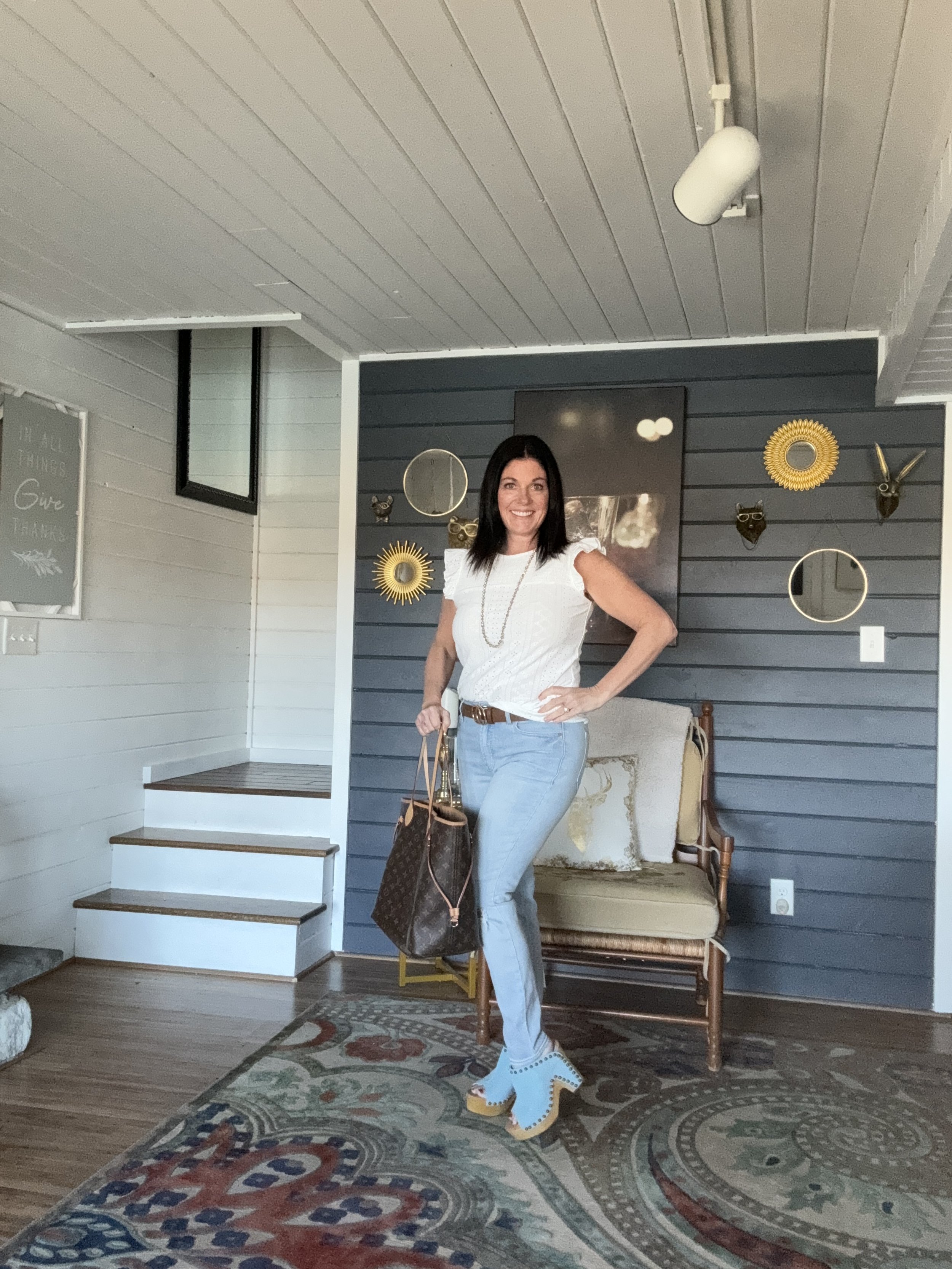 Eyelet Tank With Ruffle Sleeves 