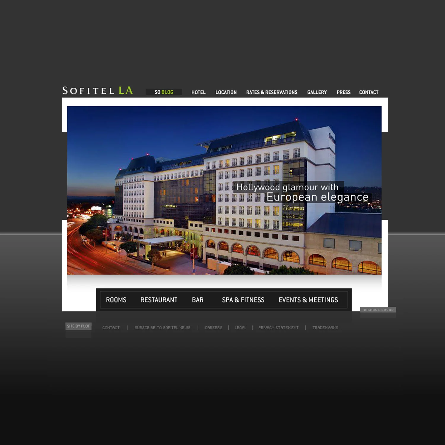  Web site for &nbsp;Sofitel Los Angeles  at Beverly Hills. Stunning hotel in LA, offering elegant luxury accommodations and dramatic décor with an ambiance that combines see-and-be-seen excitement and the calm of an urban resort.&nbsp;   View Site  