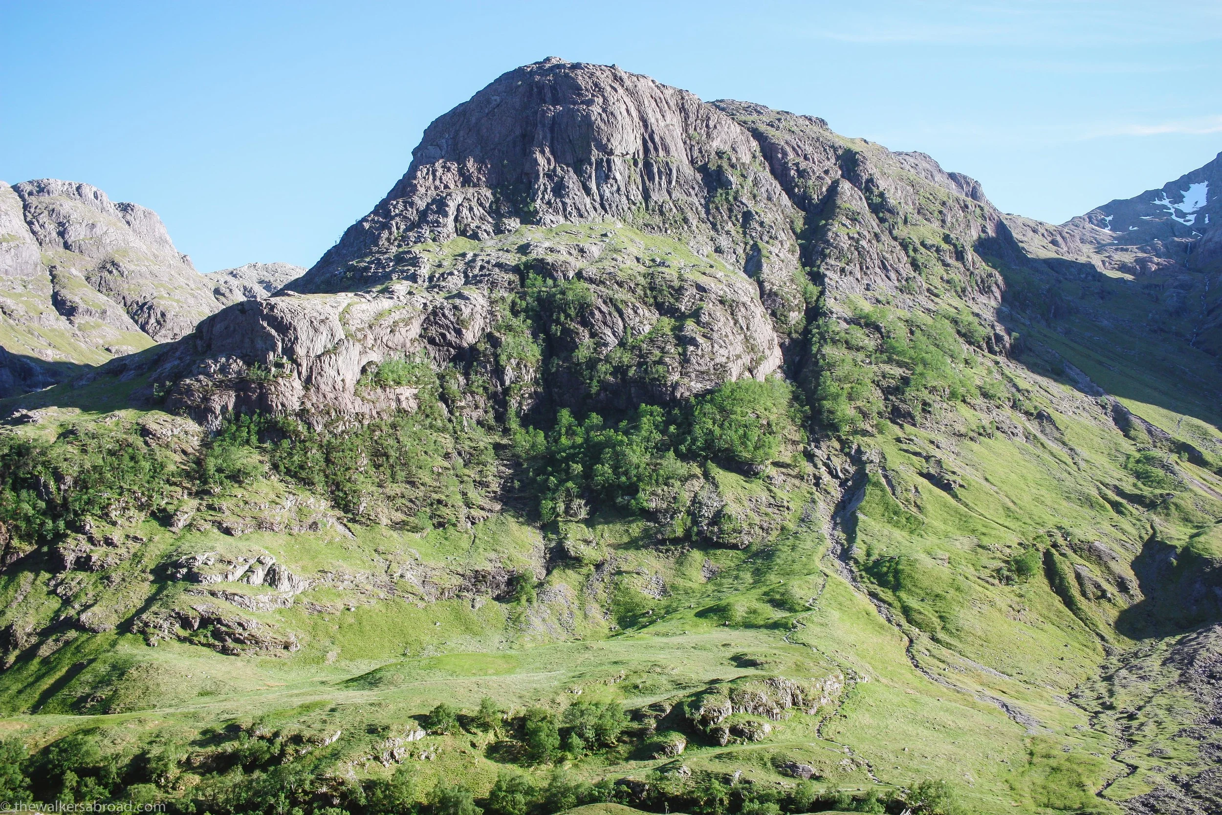 Gearr Aonach with Coire Gabhail (Hidden Valley) over in the shadow to the left. 