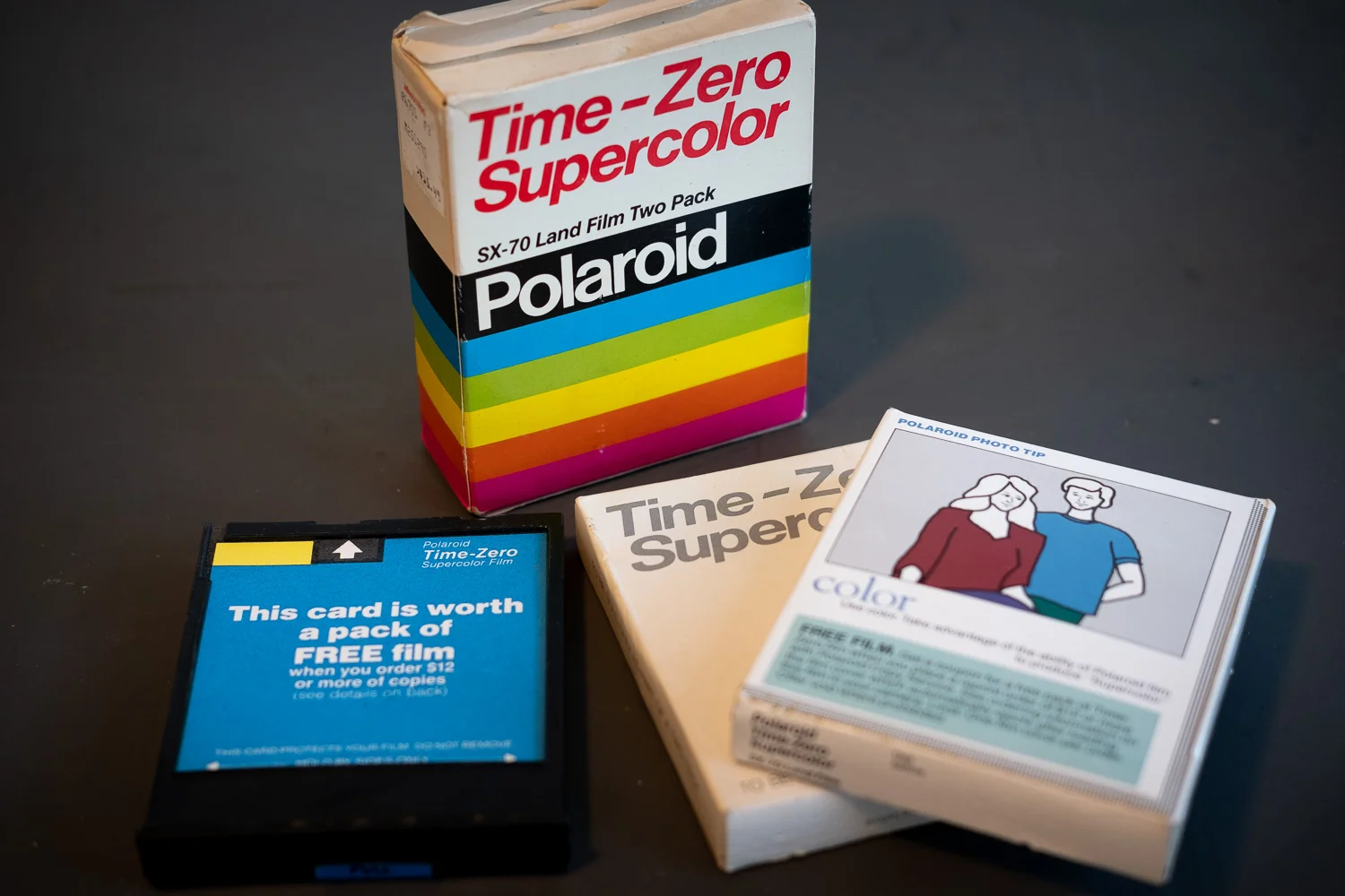 Just some of the 30-year-old film packs that were stored with the camera. No surprise this film did not work.