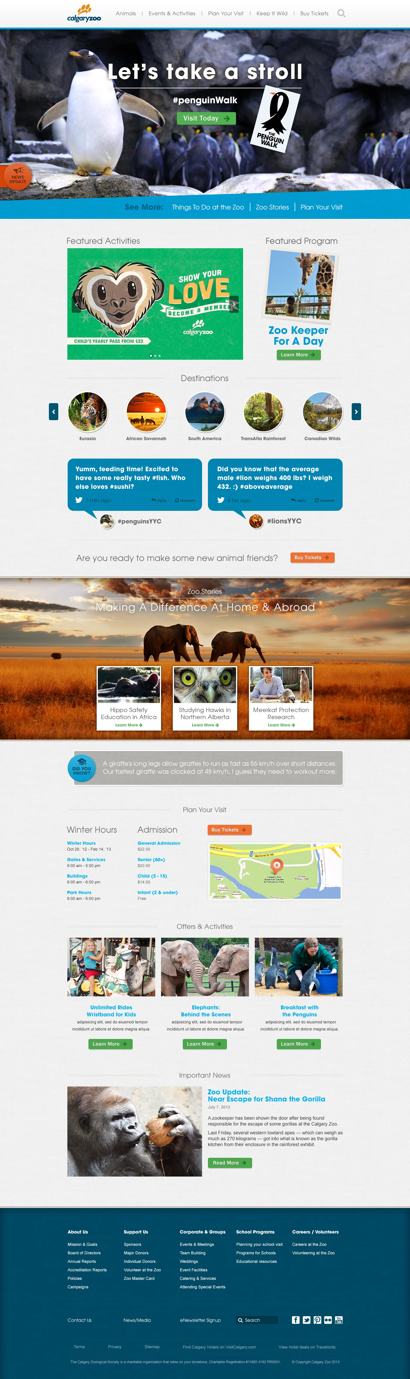 Calgary Zoo - website homepage layout for context
