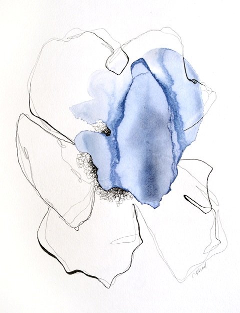 Courtney Khail - "Dreams In Color : Indigo" - original watercolor and ink painting -Southern Artist