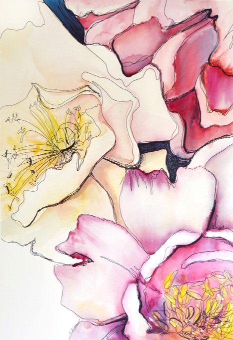 "Where It's At" by Atlanta contemporary artist Courtney Khail | Watercolor Paintings
