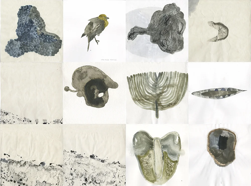 Study of a Lost Shoreline (Detail) | Handmade silt-based watercolour and ink on paper | 2017