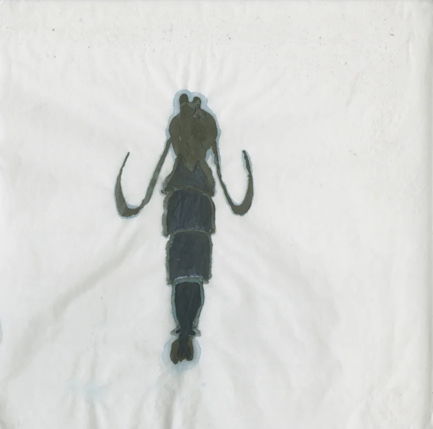 100 (Cranefly Larvae) | Handmade silt-based watercolour on paper | 11 x 11" | 2017