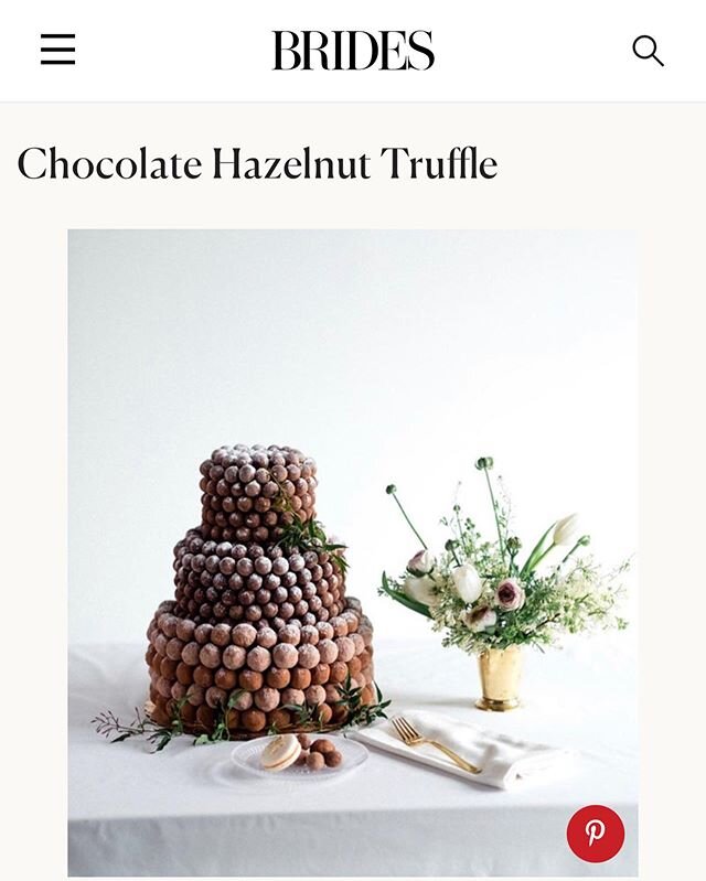 Our Chocolate Hazelnut Truffle cake featured at #2 on &ldquo;30 Unique Cake Flavors for a Winter Wedding&rdquo; Thank you!! @brides