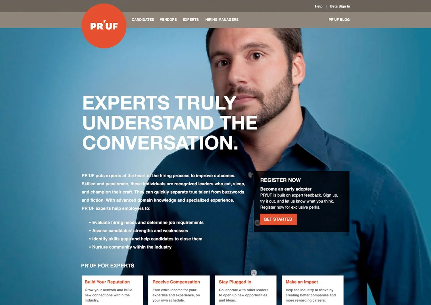 copywriting sample featuring a technical consultant and PR'UF for experts webpage