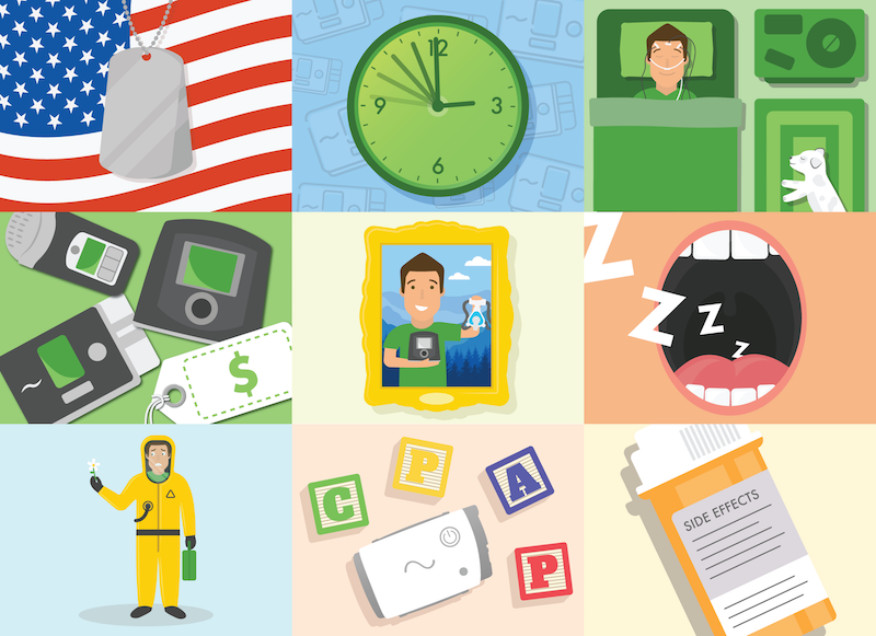 Helping people sleep better, one illustration at a time. These eye-catching graphics were created as featured images for CPAP.com's blog, designed to empower readers to understand sleep apnea and take control of their sleep health.