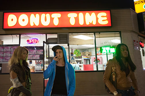 Kitana Kiki Rodriguez, James Ransone and Mya Taylor in TANGERINE, a Magnolia Pictures release. Photo courtesy of Magnolia Pictures.