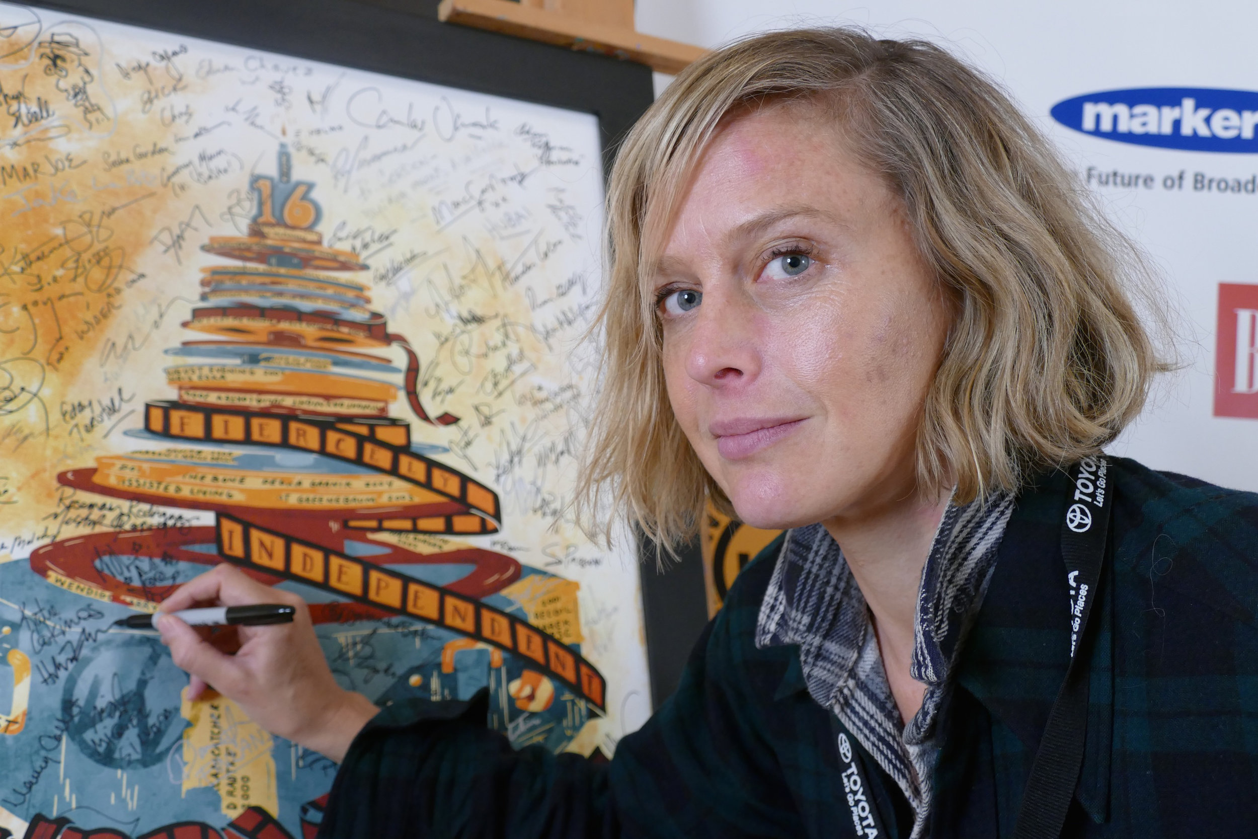Hillevi Loven signs in at 2015 Woodstock Film Festival. (Photo by Angela Shapiro)