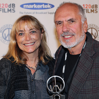 Actress Karen Allen (INDIANA JONES) and Michael Cristofer accepting the Carpe Diem Andretta award at the 2016 Woodstock Film Festival