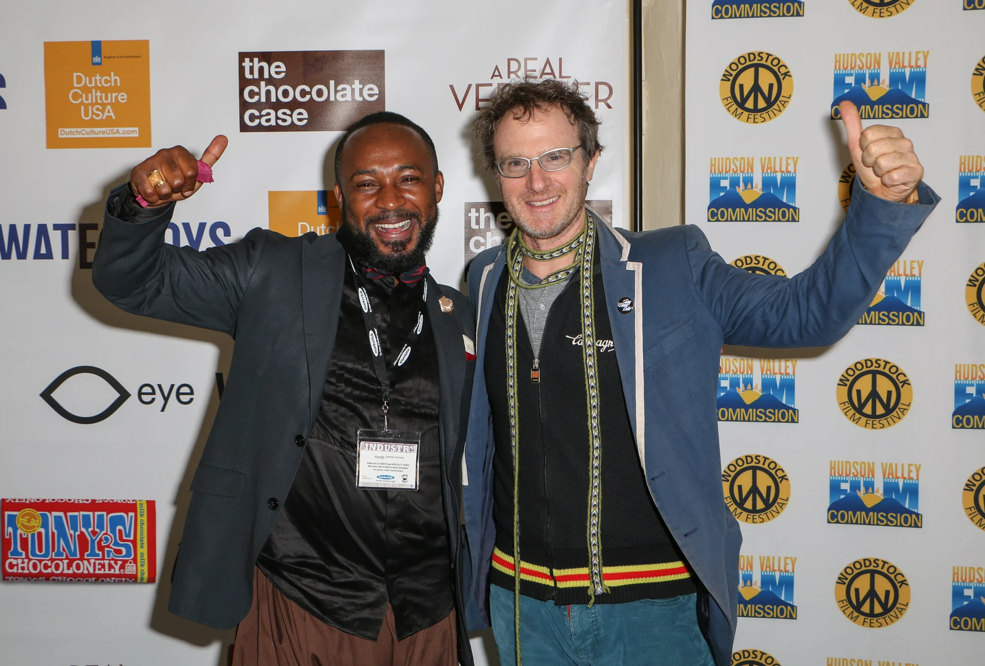 Horeb Bulambo Shindano (This Is Congo) and Ari Gold (Sway Lake) at the 2017 Woodstock Film Festival Filmmaker Party sponsored by Dutch Culture USA. Photo by: Eugene Devillamil
