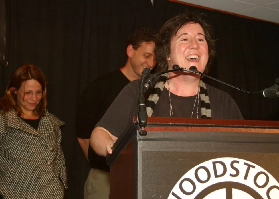 Christine Vachon accepting her Maverick award at the 8th Annual Woodstock Film Festival