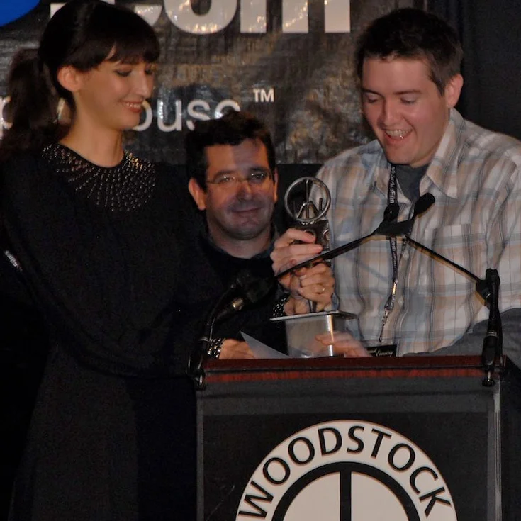 Chris Eska accepts the 2007 Maverick Award for best feature narrative AUGUST EVENING at 2007 Woodstock Film.
