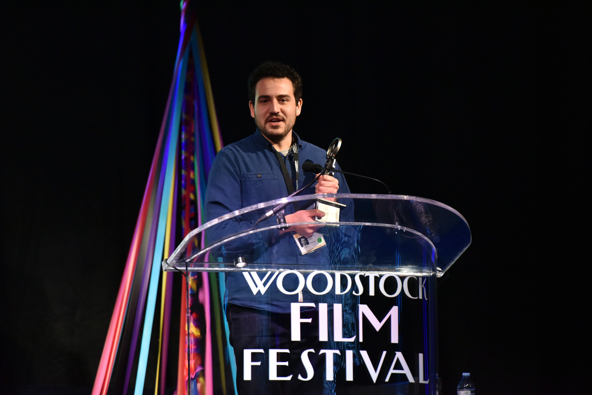 Alex Moratto winning the Ultra Indie Award at the Woodstock Film Festival.