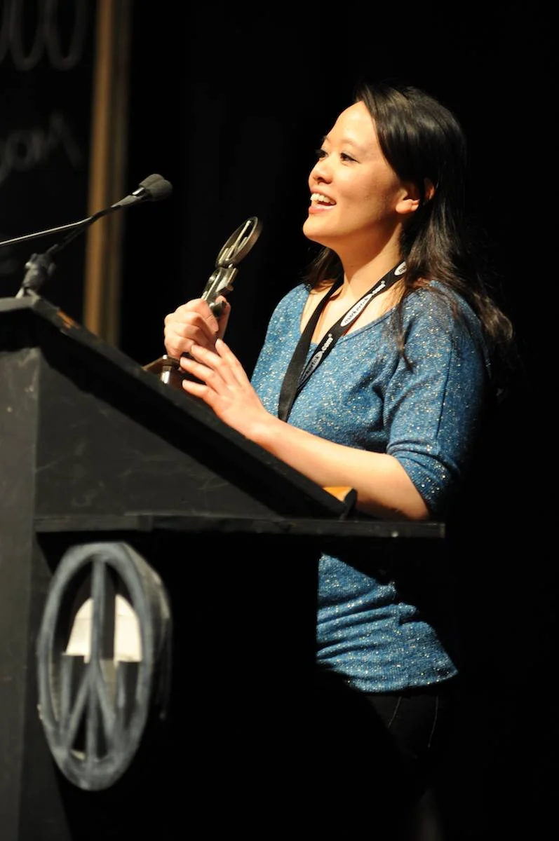 Producer Mynette Louie accepts the award for Best Feature Narrative CALIFORNIA SOLO. Photo by Jacob Hutchings