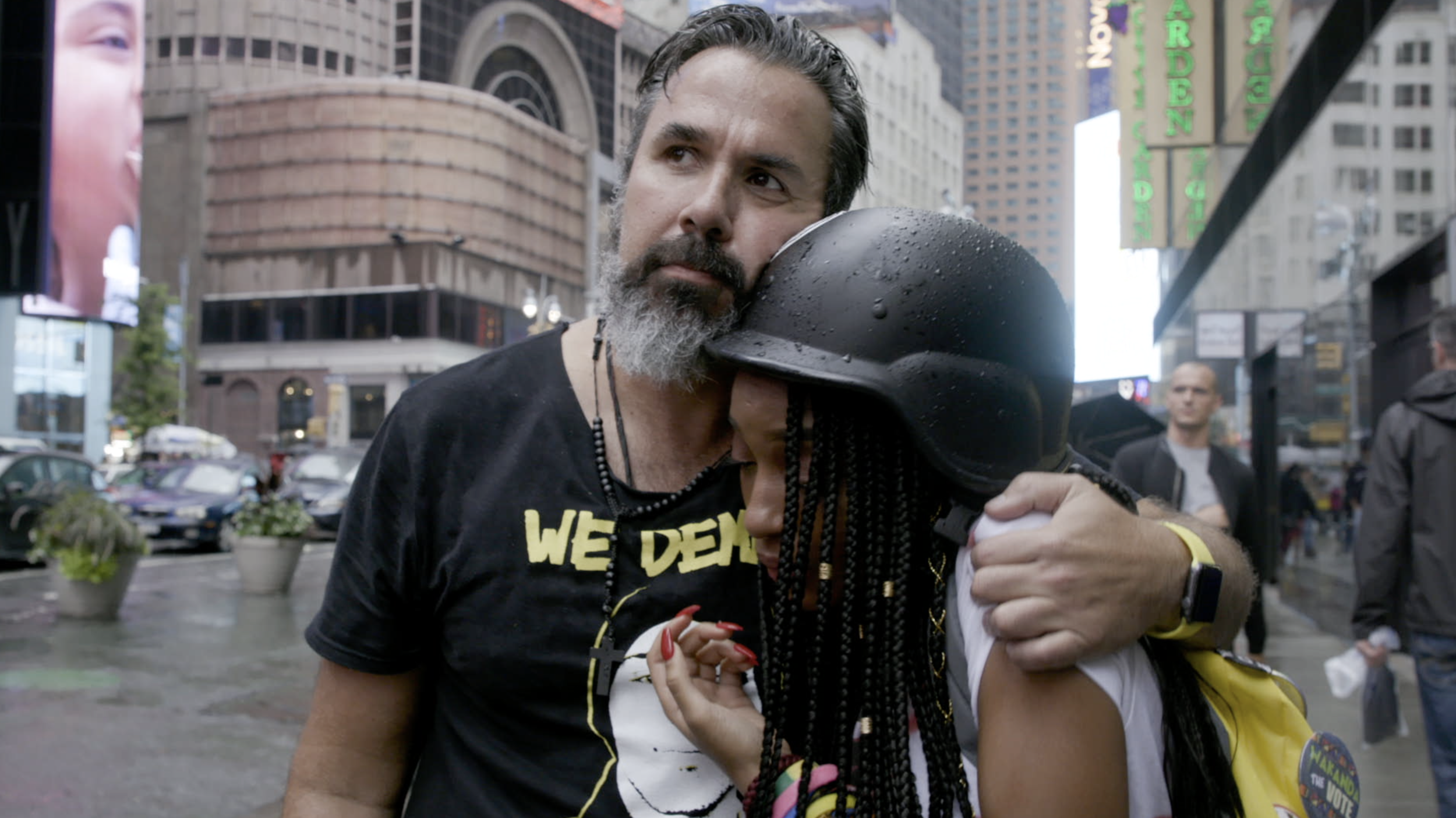 Artist and activist Manuel Oliver with Marjory Stoneman Douglas High student Tyra Hemans