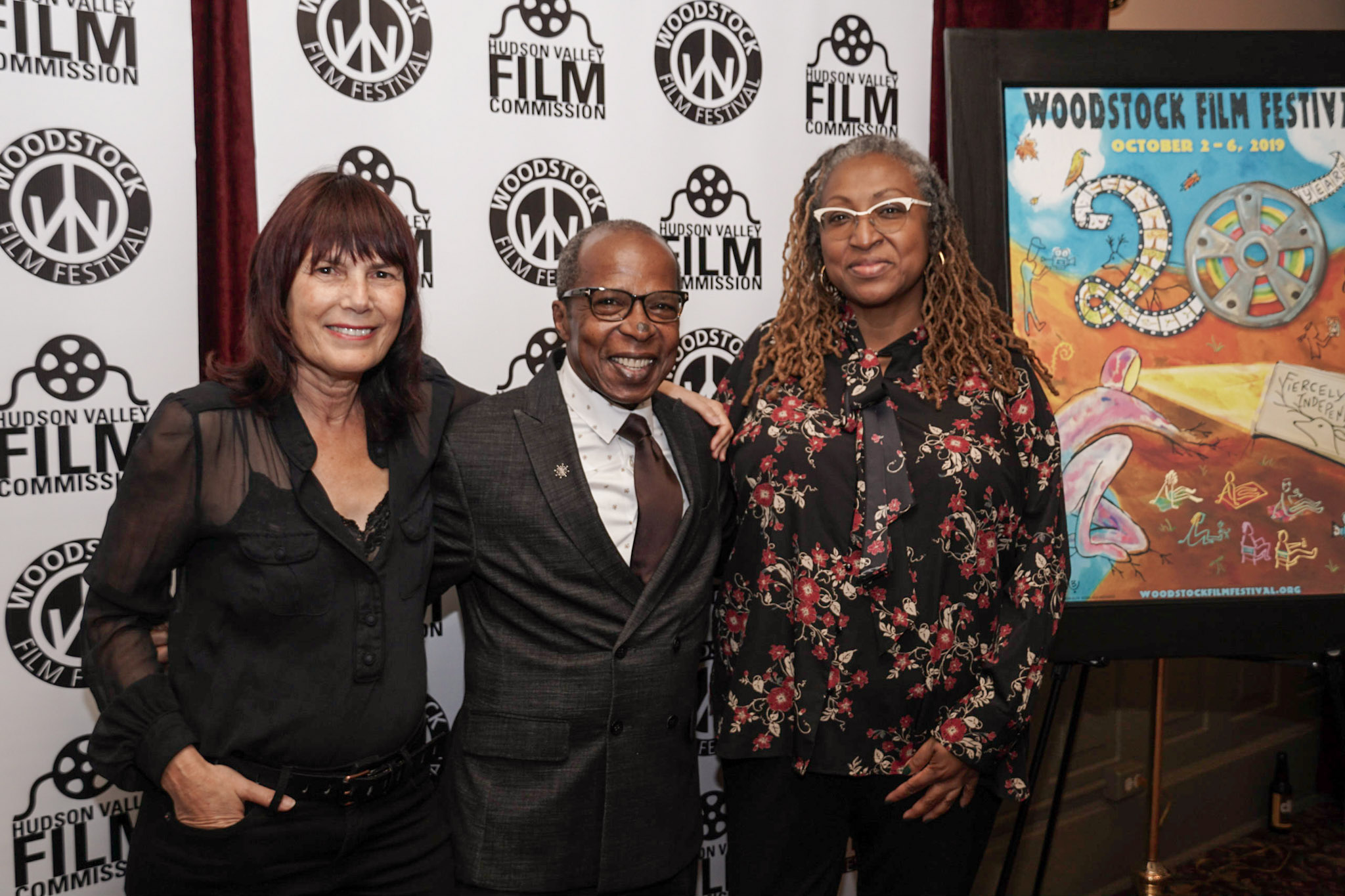 (From left) Woodstock Film Festival co-founder and executive director Meira Blaustein with Billy Mitchell and Lisa Cortes