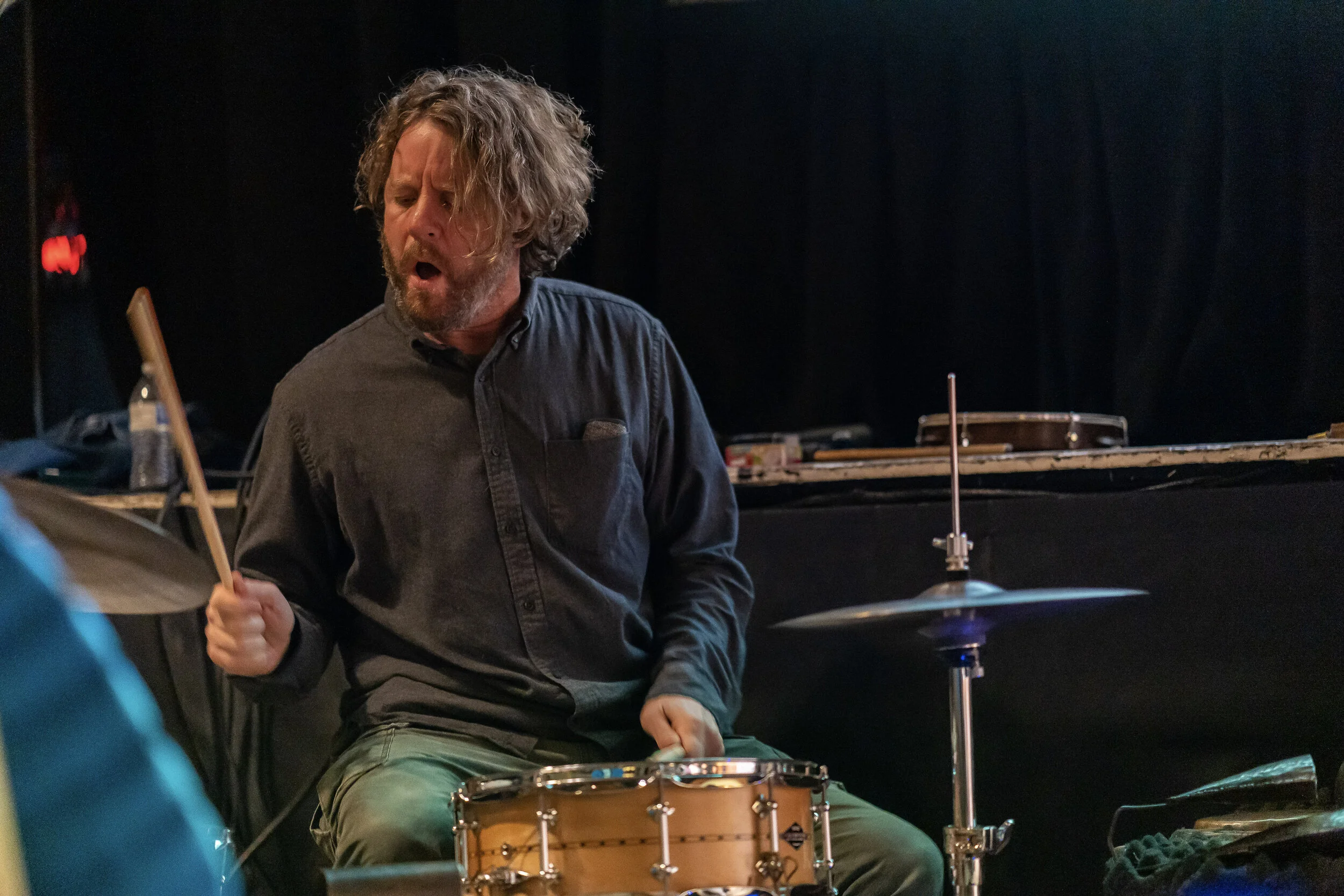 Billy Martin performing after the world premiere of Not Not Jazz.